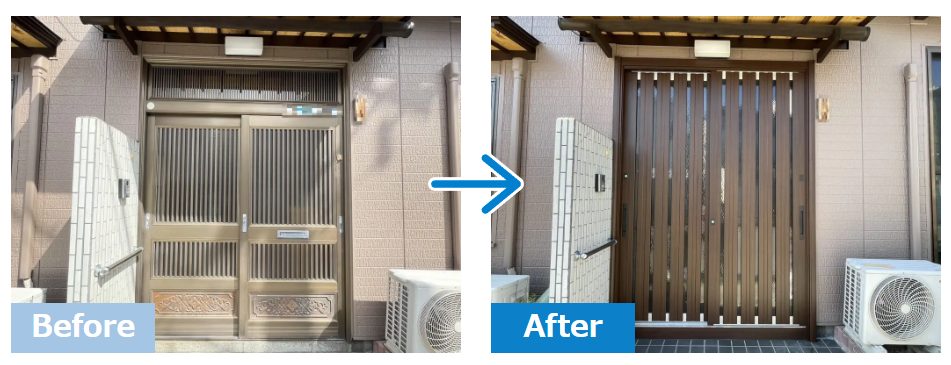 【新潟市の施工実例】YKKAPドアリモ　ご近所様からも好印象となった玄関引戸のリフォーム